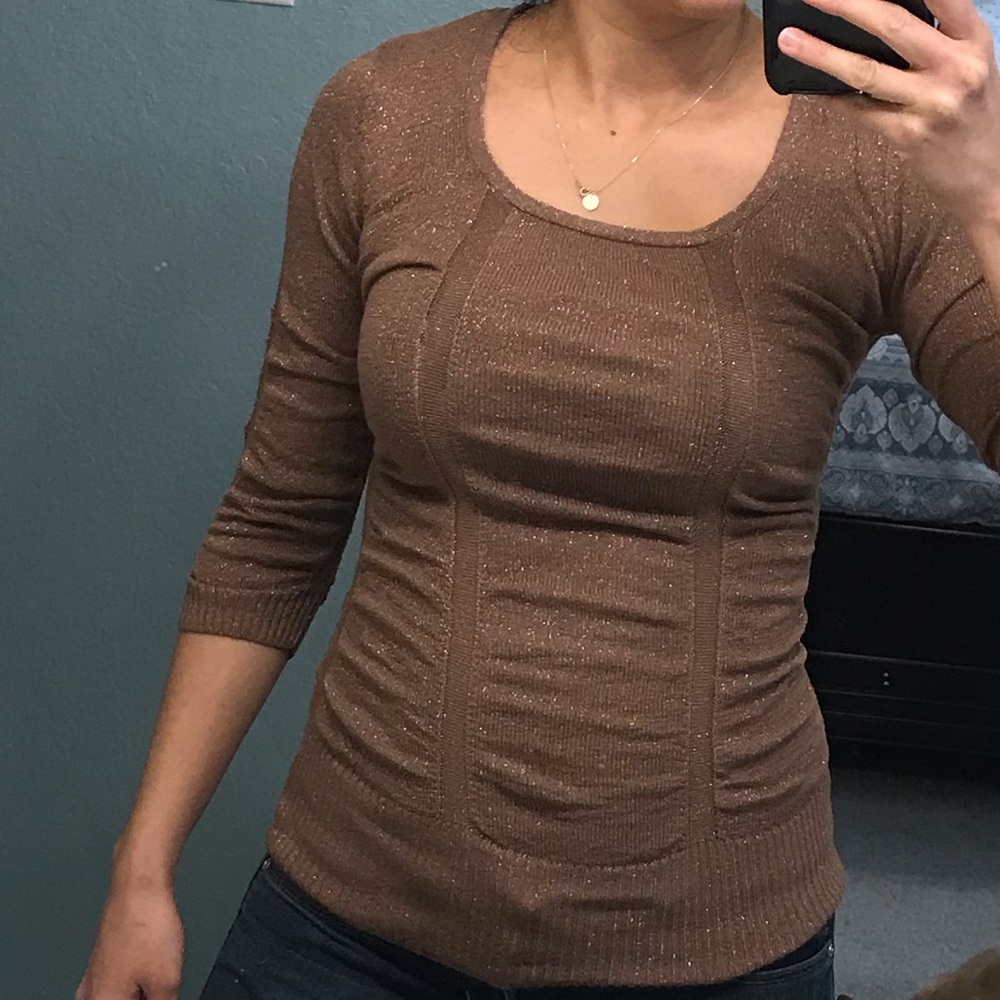 Shimmery 2b Bebe 3/4 sleeve top